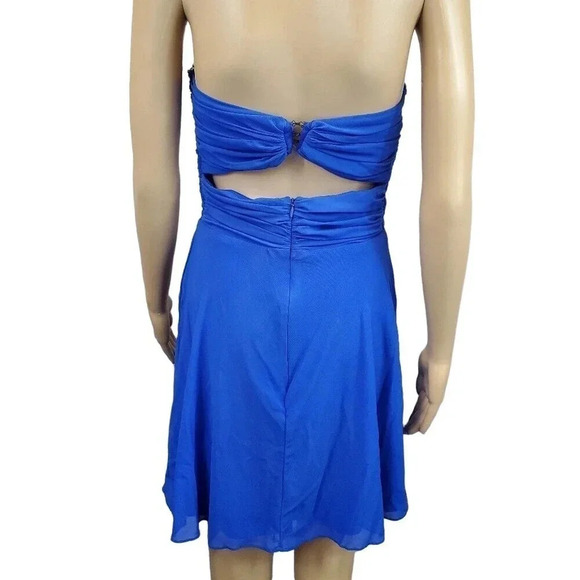 Blondie Nites By Stacy Sklar Blue Strapless Knee Length Tule Formal Dress Size 9 - Picture 3 of 9